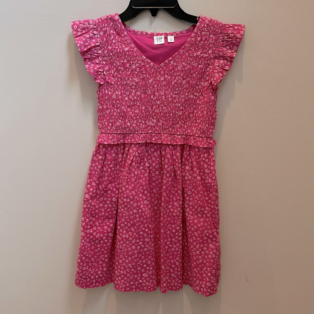 Gap kids pink floral dress size med